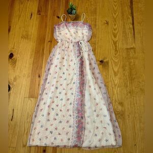 I Am Muse Chiffon Floral Tank Maxi Dress Slit Womens SZ 7/8 NWT Spaghetti Strap